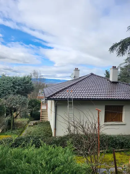 Maison au toit brun après traitement